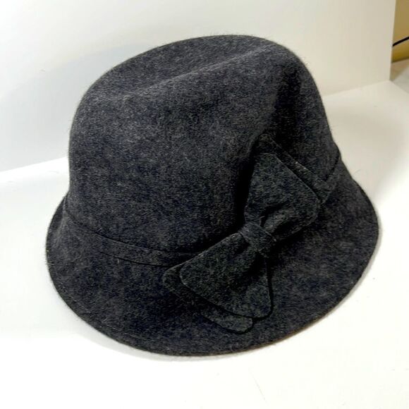 Women's Side Bow Cloche San Diego Hat Co. Charcoal Gray 100% Wool Grey - Picture 1 of 15
